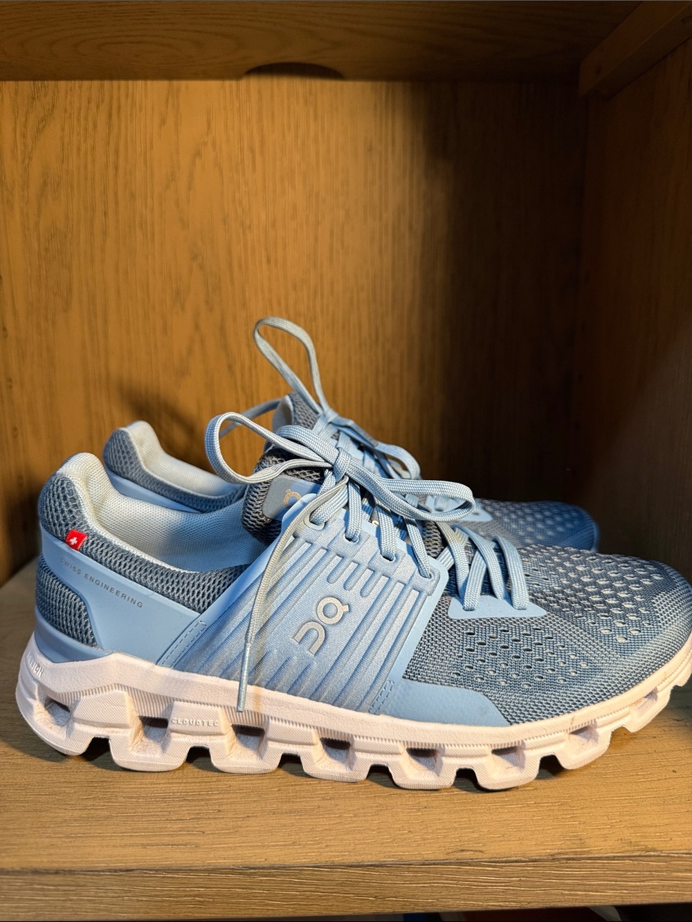 On Running Women's Pale Blue and White Cloudtej Athletic Sneakers - Picture 3 of 5